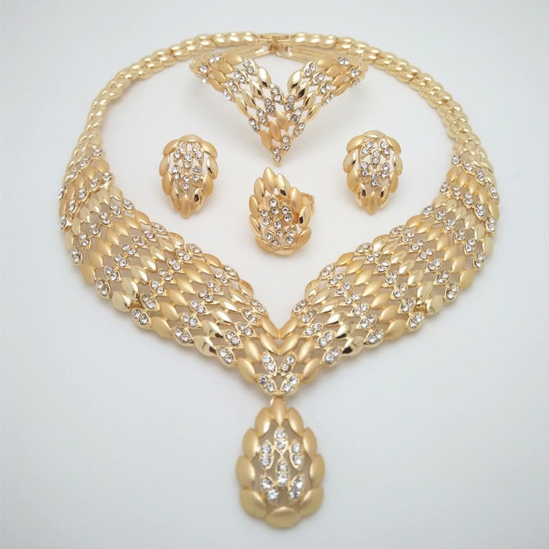 African Dubai Gold Jewelry Women African Beads Set Nigerian Bridal Jewelry Sets Wedding Accessories