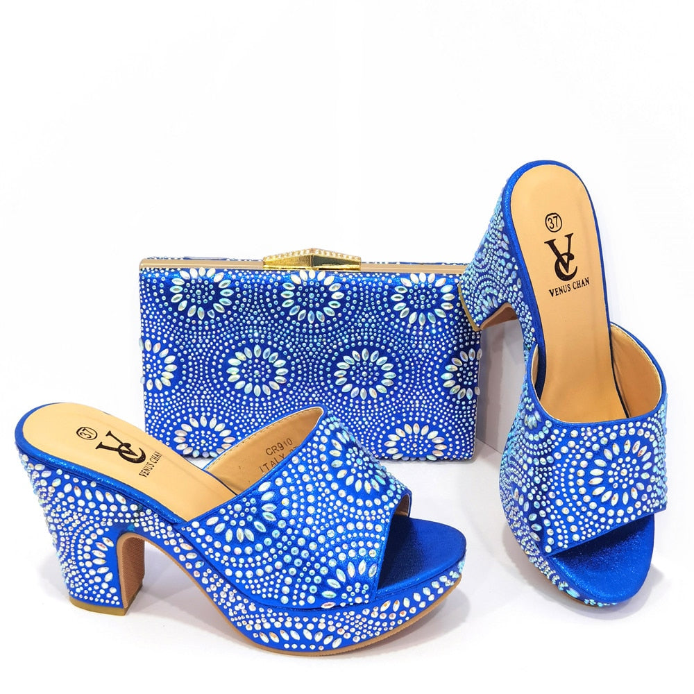 Latest Design African Wedding Italian Shoe and Bag Sets Decorated with Appliques Nigerian Women Wedding Shoes High Quality Pumps