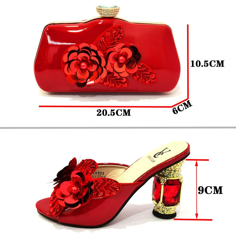 Women Shoes With Matching Bags Set African Women Party Shoes and Bag with Comfortable Heels For Office Lady