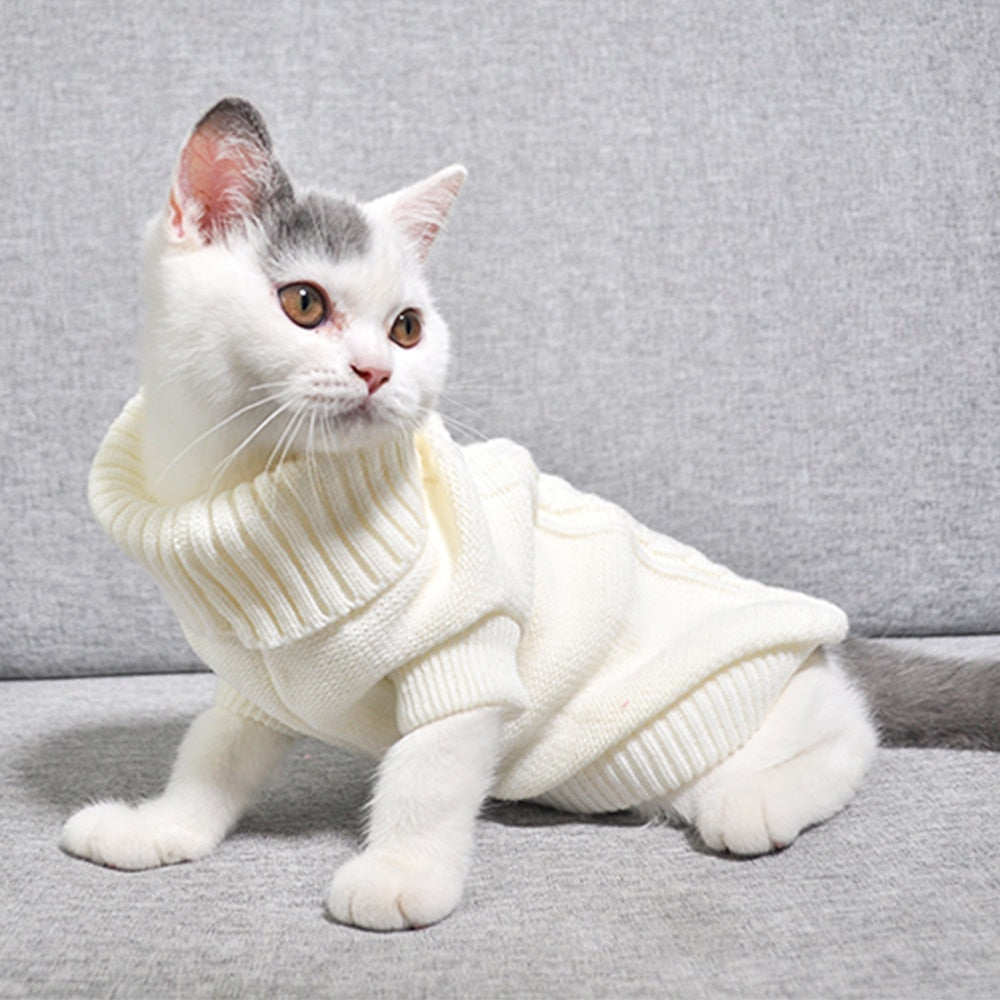 Pet Cat Sweater Winter Warm Cotton Cat Clothes Knitted Puppy Sweater Kitten Cloth Cat Vest For Small Medium Cats Dogs Chihuahua