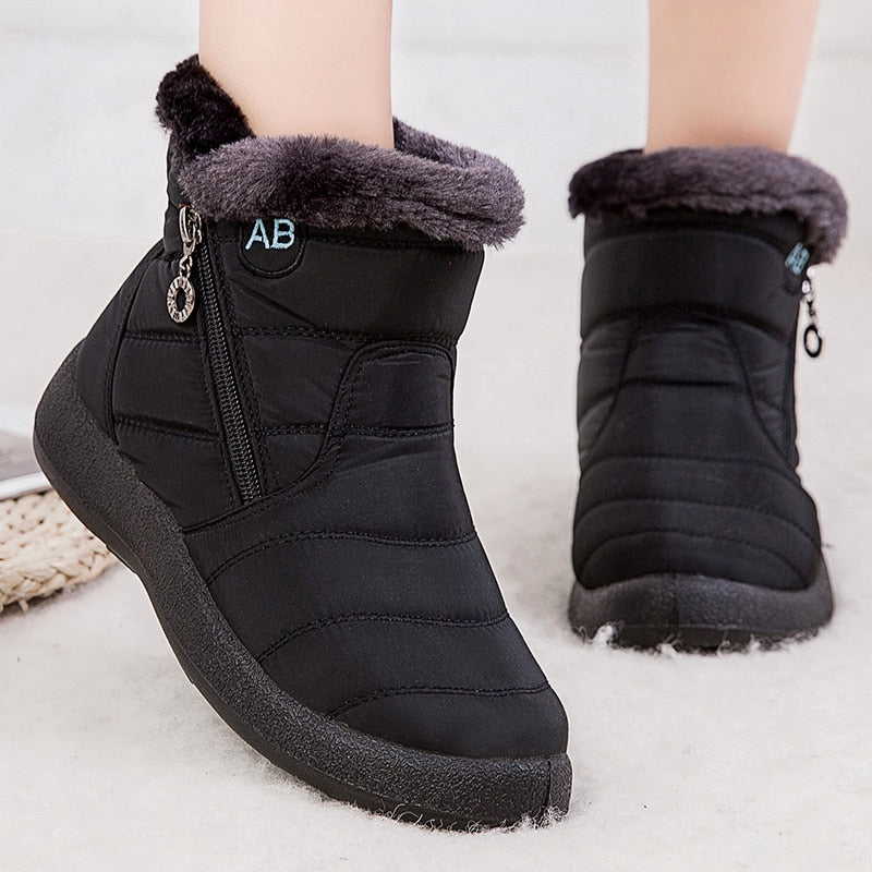 Women Boots Fashion Waterproof Snow Boots For Winter Shoes Women Casual Lightweight Ankle Botas Mujer Warm Winter Boots Black