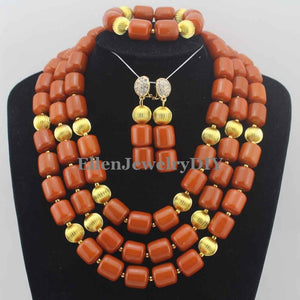 African Coral beads Jewelry Set Nigerian Wedding Beads Jewelry Set Bridal Statement Coral beaded Jewelry Set W11335