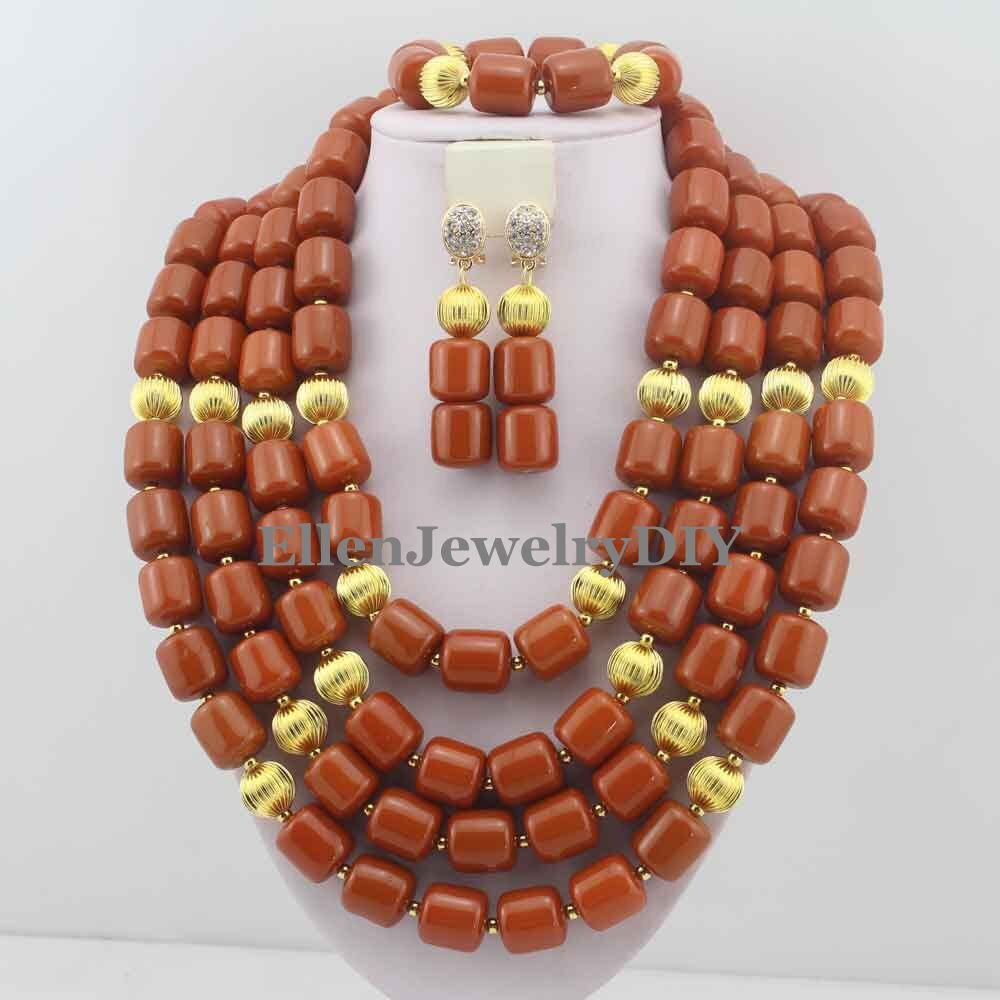 African Coral beads Jewelry Set Nigerian Wedding Beads Jewelry Set Bridal Statement Coral beaded Jewelry Set W11335