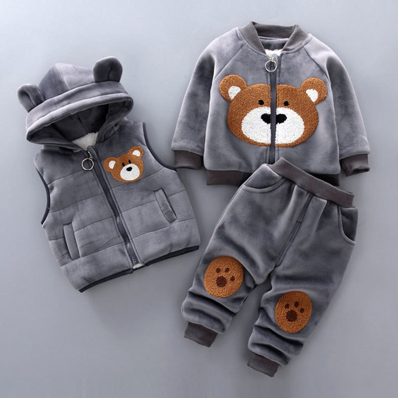 Fashion Baby Boys Clothes Autumn Winter Warm Baby Girls Clothes Kids 3pcs Outfits Suit Newborn Baby Clothes Infant Clothing Sets