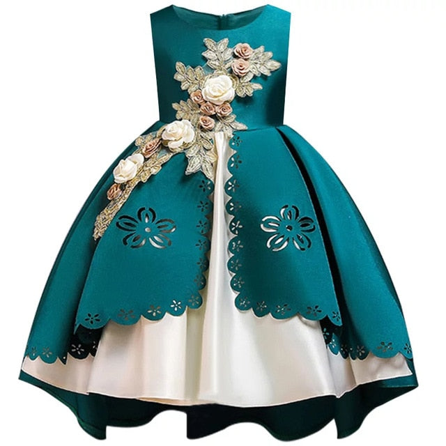 Kids Dresses For Girls Elegant Princess Dress Children Evening Party Dress Flower Girl Wedding Gown vestido infantil