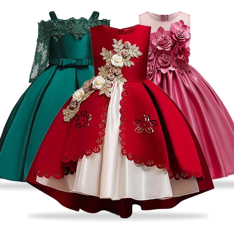 Kids Dresses For Girls Elegant Princess Dress Children Evening Party Dress Flower Girl Wedding Gown vestido infantil