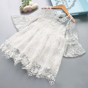 Girl Dress Kids Dresses For Girls Mesh Casual Lace Embroidery Princess Baby Girl Clothes Summer Sleeveless Dress Kids Clothes