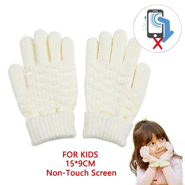 Winter Touch Screen Gloves Women Men Warm Stretch Knit Mittens Imitation Wool Full Finger