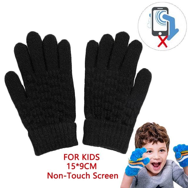 Winter Touch Screen Gloves Women Men Warm Stretch Knit Mittens Imitation Wool Full Finger