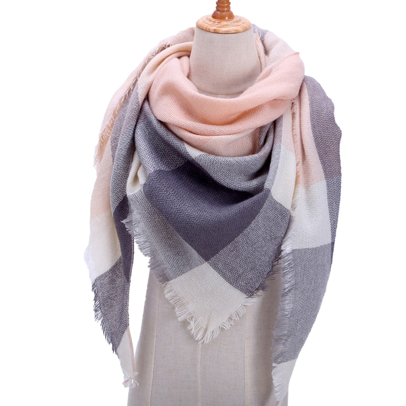 Winter women scarf plaid warm cashmere scarves shawls luxury brand neck bandana  pashmina lady wrap