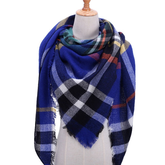 Winter women scarf plaid warm cashmere scarves shawls luxury brand neck bandana  pashmina lady wrap