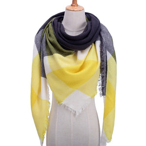 Winter women scarf plaid warm cashmere scarves shawls luxury brand neck bandana  pashmina lady wrap
