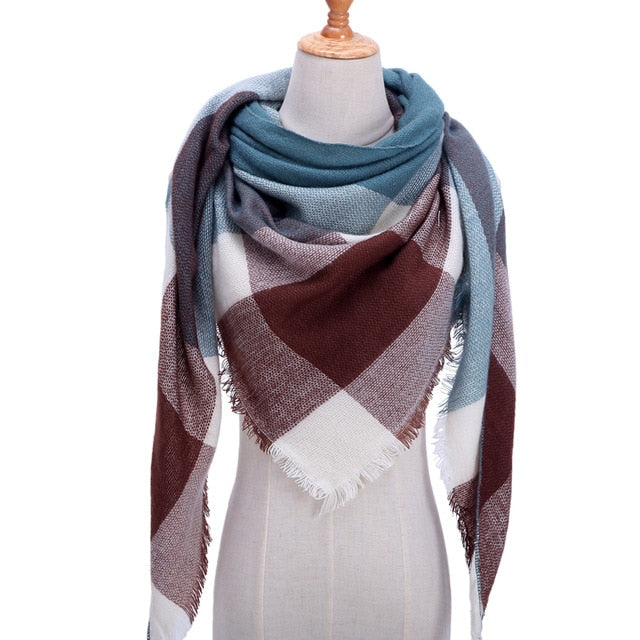 Winter women scarf plaid warm cashmere scarves shawls luxury brand neck bandana  pashmina lady wrap