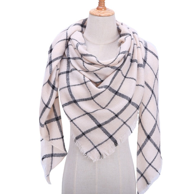 Winter women scarf plaid warm cashmere scarves shawls luxury brand neck bandana  pashmina lady wrap