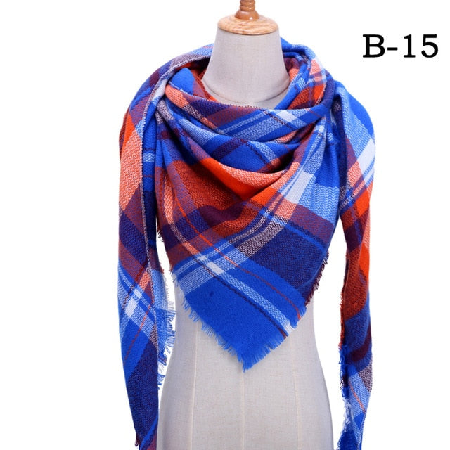 Winter women scarf plaid warm cashmere scarves shawls luxury brand neck bandana  pashmina lady wrap