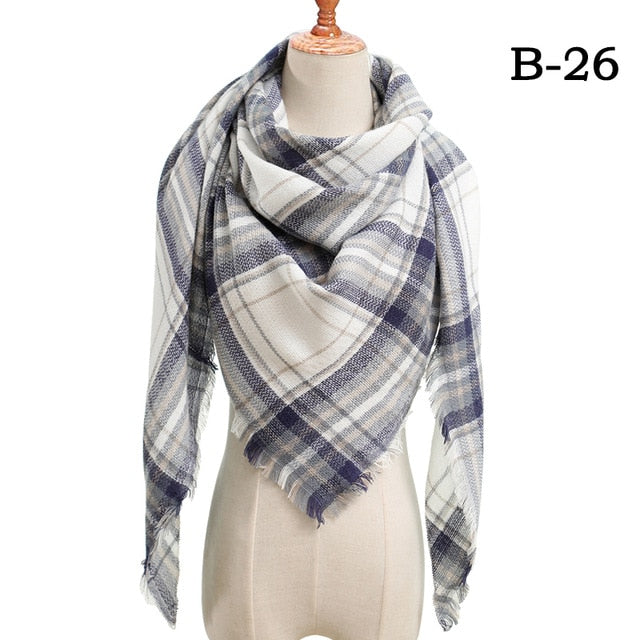 Winter women scarf plaid warm cashmere scarves shawls luxury brand neck bandana  pashmina lady wrap