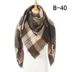 Winter women scarf plaid warm cashmere scarves shawls luxury brand neck bandana  pashmina lady wrap