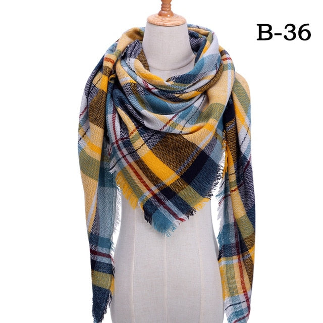 Winter women scarf plaid warm cashmere scarves shawls luxury brand neck bandana  pashmina lady wrap