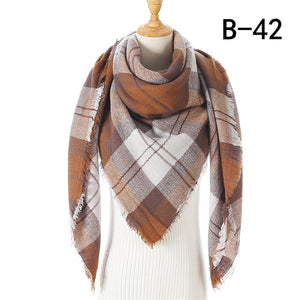 Winter women scarf plaid warm cashmere scarves shawls luxury brand neck bandana  pashmina lady wrap