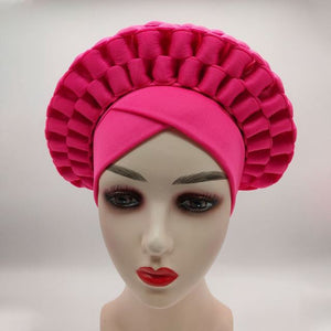 Women African Aso Oke Headtie Ready to Wear Auto Gele Female Head Wraps