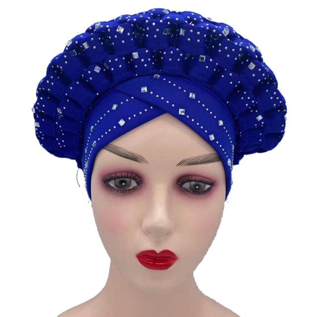 Designs African Accessories Auto Gele Aso Oke Headtie Nigerian Wedding Gele Ready to Wear Turban Head Wraps