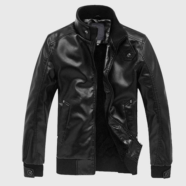 Men's Leather Jackets Men Stand Collar Coats Mens Motorcycle Leather Jacket Casual Slim Brand Clothing PU Leather Coats Mens