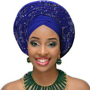 Auto Gele Aso Oke Headtie For Aso Ebi  Ready To Wear African Women Headwrap