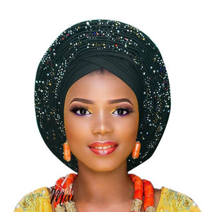Auto Gele Aso Oke Headtie For Aso Ebi  Ready To Wear African Women Headwrap