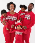 Family Christmas Pajamas Set Red Casual Loose Matching Xmas Pjs For Family Mother Father Daughter Son Sleepwear Home Wear