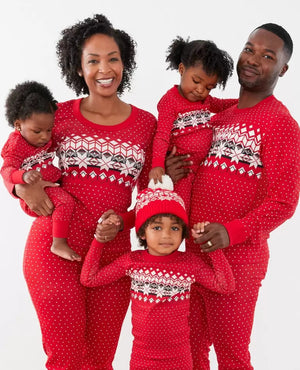 Family Christmas Pajamas Set Red Casual Loose Matching Xmas Pjs For Family Mother Father Daughter Son Sleepwear Home Wear