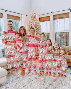 Family Christmas Pajamas Set Red Casual Loose Matching Xmas Pjs For Family Mother Father Daughter Son Sleepwear Home Wear