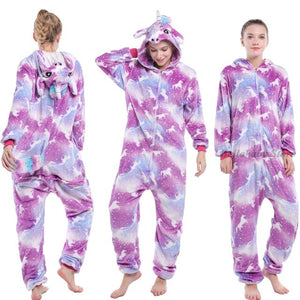 Kigurumi For Kids Children Women's Unicorn Panda Fox Pajamas Winter Plush Warm Sleepwear Animal Boy Girl Adult Onesies Plus Size