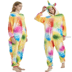 Kigurumi For Kids Children Women's Unicorn Panda Fox Pajamas Winter Plush Warm Sleepwear Animal Boy Girl Adult Onesies Plus Size