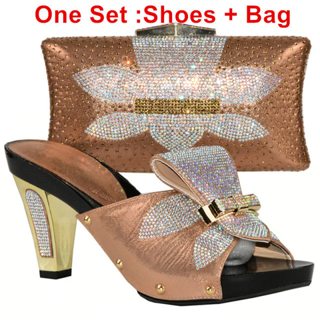 Shoes and Bag Set Gold Color African Shoes and Bag Sets for Women Italian Shoes with Matching Bags High Quality Wedding Shoe Bag