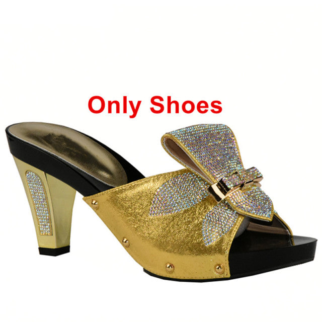 Shoes and Bag Set Gold Color African Shoes and Bag Sets for Women Italian Shoes with Matching Bags High Quality Wedding Shoe Bag
