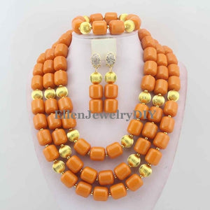 Nigerian Wedding African Coral Beads Jewelry Set African Costume Jewelry Sets Coral Beads.