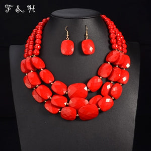 Jewelry-African Jewelry Sets with Beads And necklace With pendant.