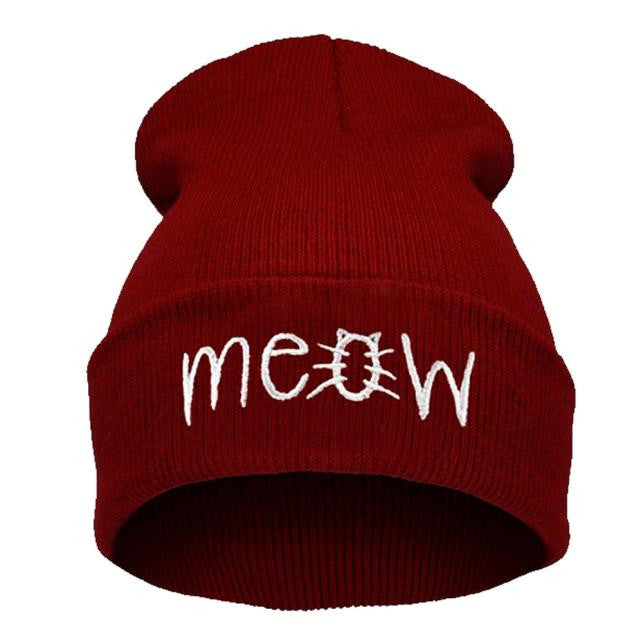 Winter Knitting MEOW Beanie Hat And Snapback Men And Women Hiphop Cap