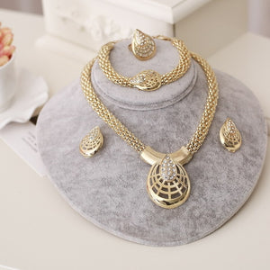 Jewelry-Jewelry Sets African Gold Color 4 PCS Necklace, Earrings. Bracelet.Ring For Women