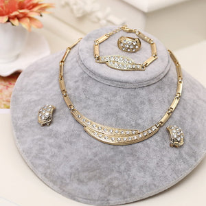 Jewelry-Jewelry Sets African Gold Color 4 PCS Necklace, Earrings. Bracelet.Ring For Women