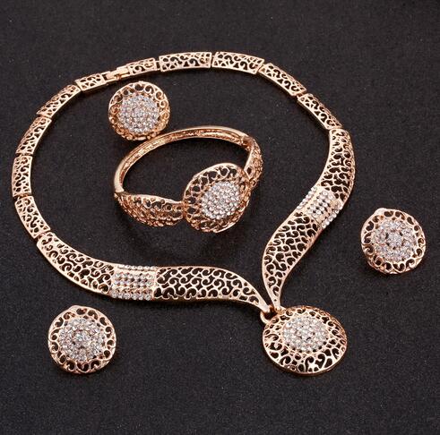 Jewelry Set Luxury Gold Big Nigerian Wedding African Beads Jewelry Set Costume Design