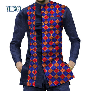 Casual 100% Cotton Mens African Clothing Dashiki Patchwork Print Shirt Tops Bazin Riche Traditional African Clothing .