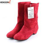 Women Boots Mid-Calf Martin Boots Brand Fashion Female Stretch Cotton Fabricon Boots Flat Shoes Woman