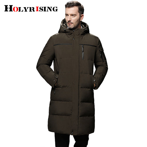 Holyrising 5XL Men Long down jacket winter Outerwear Warm Hooded Men White Duck Down Coats Hooded Thermal Windproof Coat .