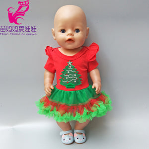 For 43cm  bebe born doll winter warm dress with headband for 18 inch American girl doll Christmas dress baby girl gifts