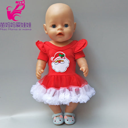 For 43cm  bebe born doll winter warm dress with headband for 18 inch American girl doll Christmas dress baby girl gifts