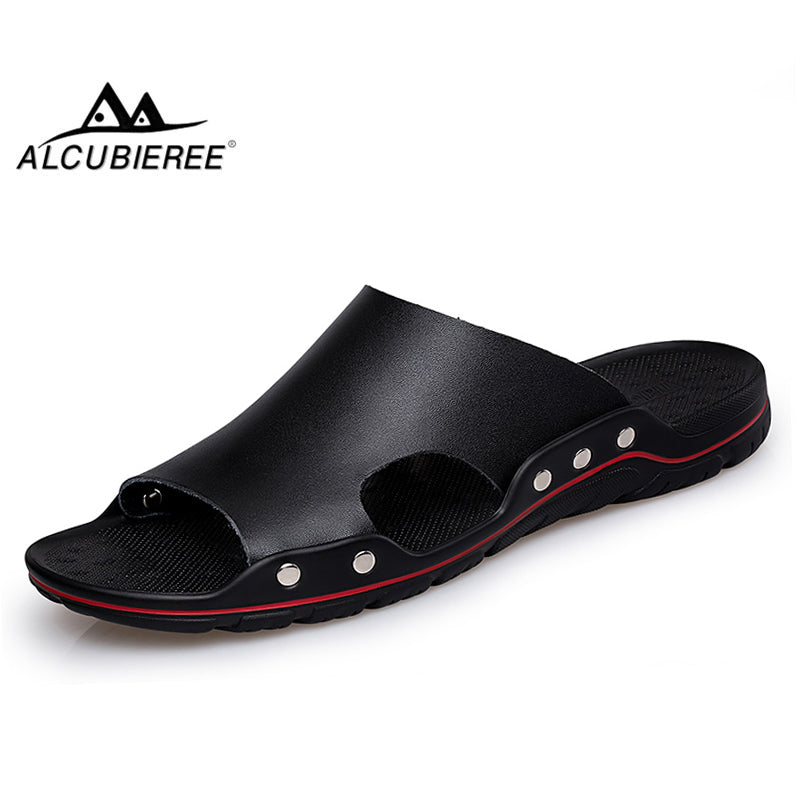 ALCUBIEREE Brand Slippers Men Summer Flat Sandals Casual Beach Flip Flops Shoes Non-slip Indoor House Home Slippers Big Size 48