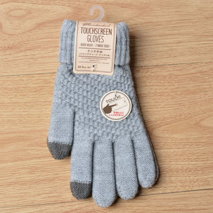 Winter Touch Screen Gloves Women Men Warm Stretch Knit Mittens Imitation Wool Full Finger