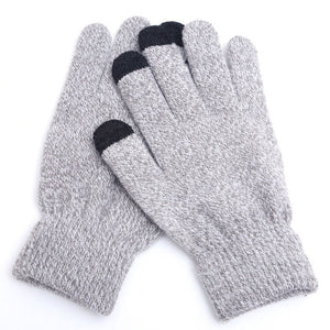 Winter Touch Screen Gloves Women Men Warm Stretch Knit Mittens Imitation Wool Full Finger