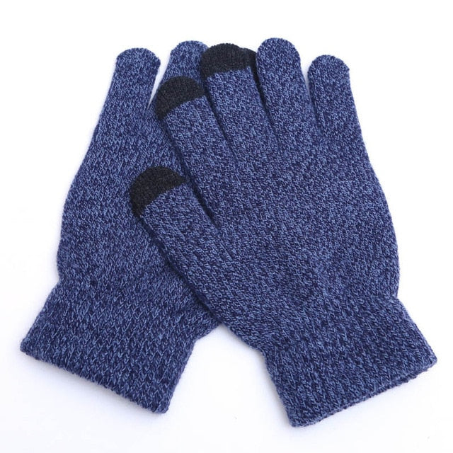 Winter Touch Screen Gloves Women Men Warm Stretch Knit Mittens Imitation Wool Full Finger